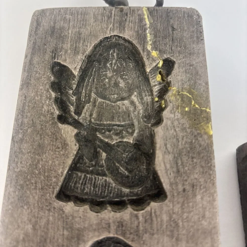 1973 Laxa Family Triple Angel Cookie Mold & single mold Wall Hanging DMG READ